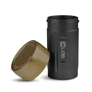 Canniloq TXD120BT Airtight Storage Jar and Smell Proof Container Keeps Herbs Fresh for Months, Black Body, Tan Cap