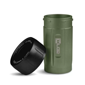 Canniloq TXD120GNB Airtight Storage Jar and Smell Proof Container Keeps Herbs Fresh for Months, Green Body, Black Cap