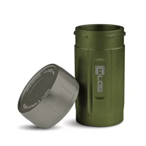 Canniloq TXD120GNG Airtight Storage Jar and Smell Proof Container Keeps Herbs Fresh for Months, Green Body, Gray Cap
