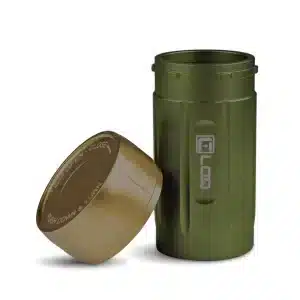 Canniloq TXD120GNT Airtight Storage Jar and Smell Proof Container Keeps Herbs Fresh for Months, Green Body, Tan Cap