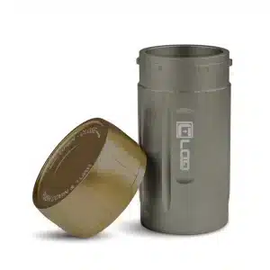 Canniloq TXD120GT Airtight Storage Jar and Smell Proof Container Keeps Herbs Fresh for Months, Gray Body, Tan Cap